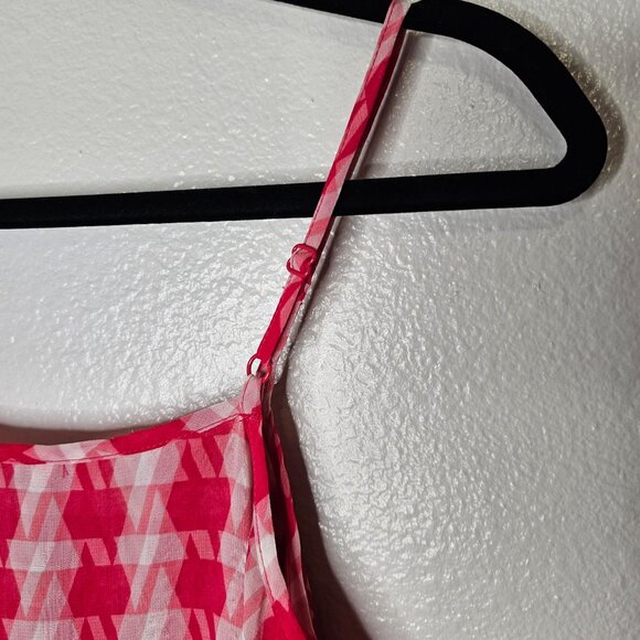 Cabi M Pink Tank Top Coquette Preppy Ruffle Amour Houndtooth Plaid 341 Summer - Picture 7 of 7